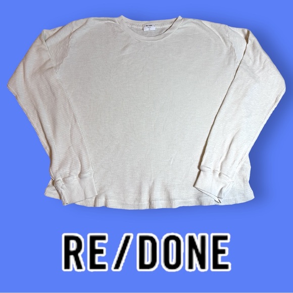 NWOT ⭐️RE/DONE Thermal Long Sleeve T-Shirt in Vintage White. Size Large 🧤❄️🧣 - Picture 2 of 8